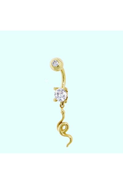 Sembol Gold Altın Göbek Piercing 14 Ayar Sallantılı Yılan