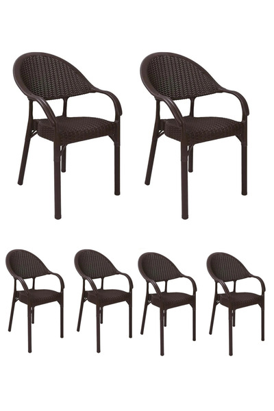 Çapa Masa Sandalye Capissi Bambu Rattan 6 Adet Koltuk