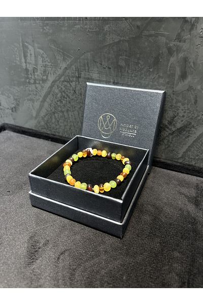 Amber by Mazukna Flexible and Free Cut Colorful Drop Amber Bracelet - Youth and Adult Certified