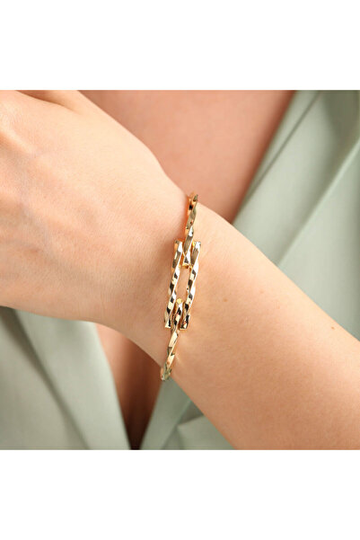 Sembol Gold Altın Kaburga Kelepçe Iki Sıra Burgu Form