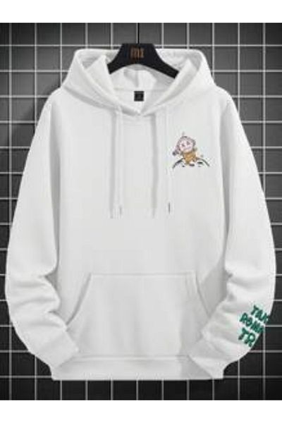 Benisengiydir White Takea Romantic Printed Hooded Oversize Sweatshirt Men &