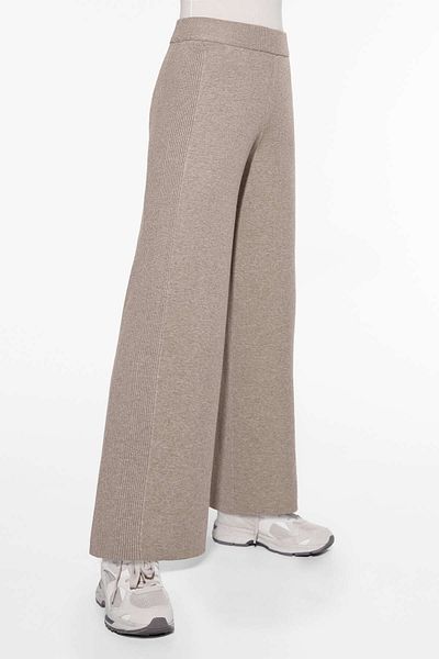 Oysho Straight Cut Knit Trousers with Rib Detail on the Sides