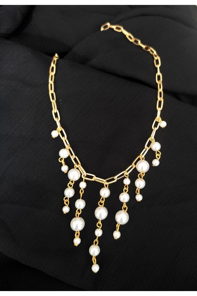 HALHALMILL قلادة بتصميم اللؤلؤ المتدلي مع سلسلة