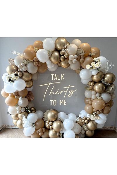 Çemrek Süs Parti Desert sand sea sand gold chrome balloon chain set 100 pieces of balloons and chain