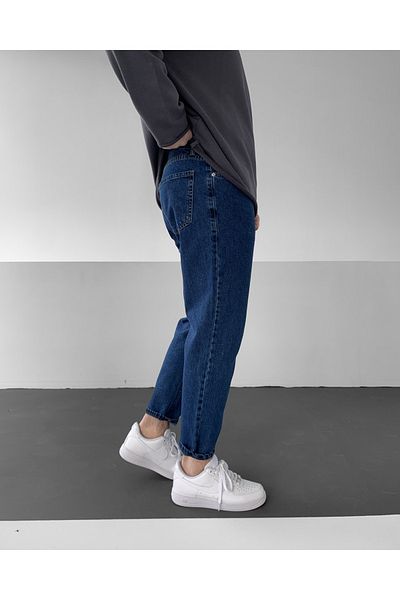 NO1 KONSEPT Pantaloni de bază Boyfriend albastru închis