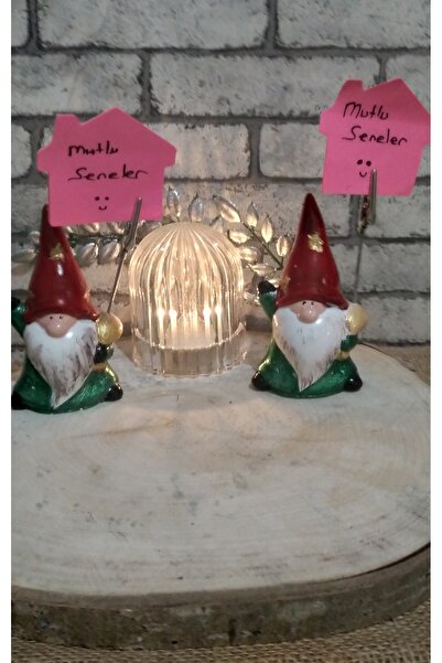 RENKLİMASALTASARIMLAR حامل ملاحظات على شكل جني الحظ لرأس السنة الجديدة، قطعتان