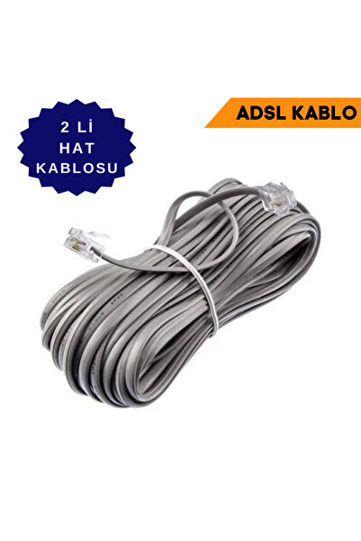 ERD TEKNOLOJİ 2,3,4,5,6,7,8,9,10 METRE REÇBER TAM BAKIR ADSL KABLOSU 2Lİ RJ11 JAKLI