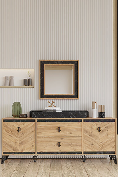 Modalife Avrupa Aynalı 2 Kapaklı 2 Çekmeceli Konsol - Atlantik Çam