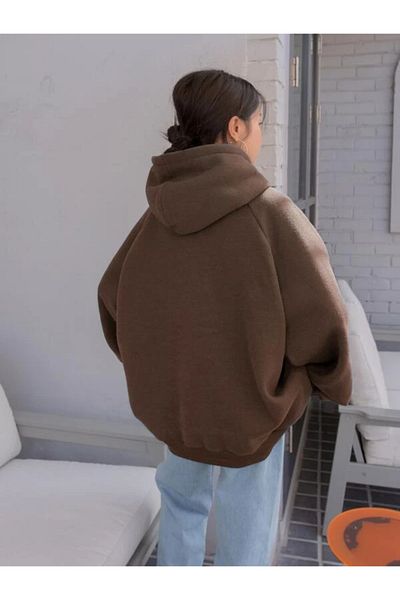 Black Sokak Brown Mountain Grand Printed Hooded Oversize Sweatshirt Men &