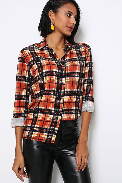 AVORWE Plaid Button-Up Shirt