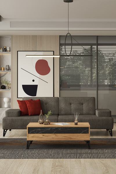 Modalife Avrupa 3+1 Salon&oturma Odası Koltuk Takımı - Antrasit&Bordo