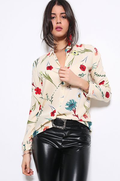AVORWE Floral Patterned Buttoned Shirt
