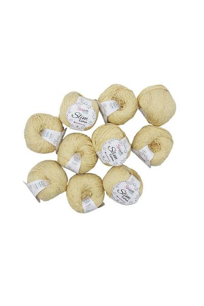 Spagettiyarn Slim Cotton 10-Piece Soft Yellow Hand Knitting Yarn