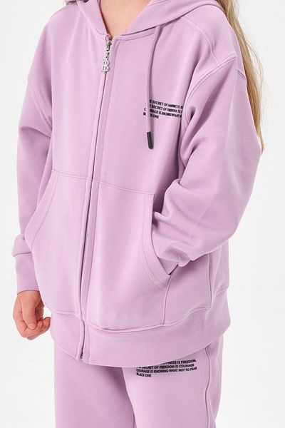 Black One Hooded Zippered Double Face Cotton Girls' and Boys' 2-Piece Top and Bottom Tracksuit Set