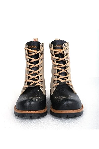 Goby Kedi Baskılı Kadın Siyah Bej Postal Bot