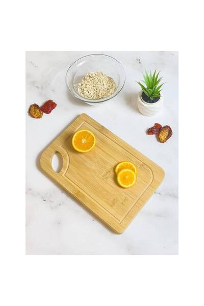 ELZEY HOME لوح تقطيع بزاوية مستطيلة من الخيزران مقاس 32 × 22 سم