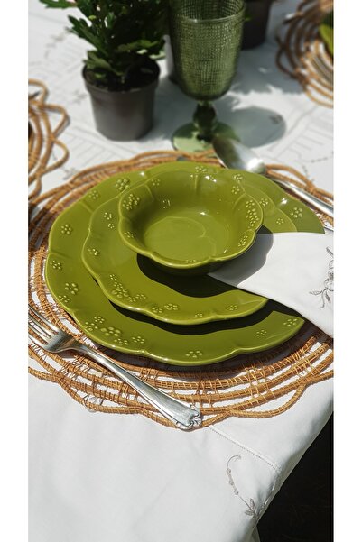 Soframore Fiore 12 Parça 4 kişilik Seramik Yemek Takımı - Haki