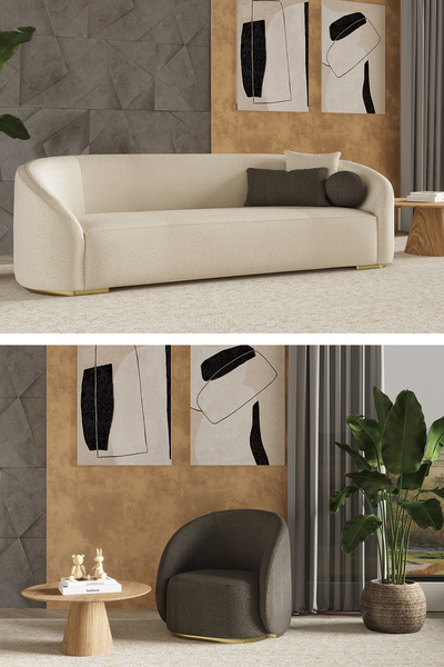 Modalife Teddy 3+1 Salon&oturma Odası Koltuk Takımı - Krem&Antrasit