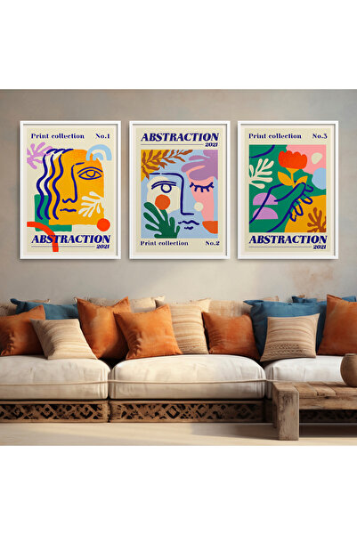 HOMEPACK 3 Parça Çerçeveli Tablo Seti Modern Klasik Poster Tablo HPN156