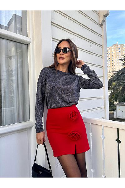 Serica Moda Red Rose részletes miniszoknya