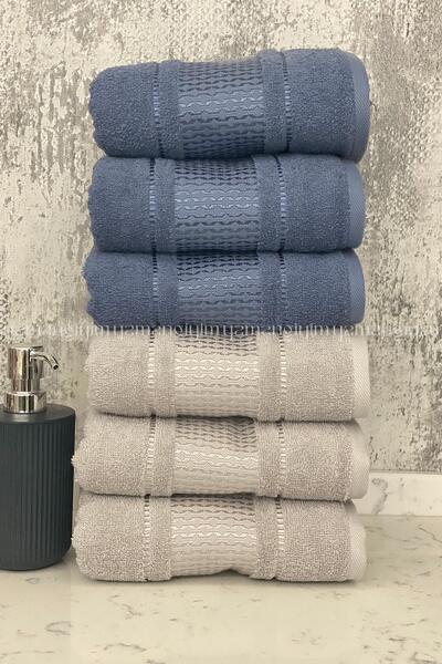 Özdilek Рушник для обличчя Blossom, 6 штук — індиго-сірий