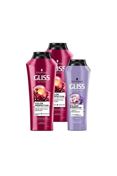 Gliss Gliss Color Protect 500ml X 2 Color Protective Shampoo + Blonde Perfector Purple Shampoo 250