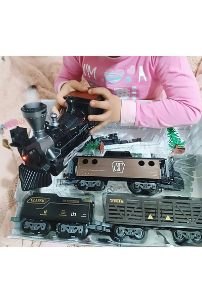 LRS STORE Süper Gerçekci Oyuncak Tren Seti Gerçek Buharlı Dev Boy Süper Kalit...