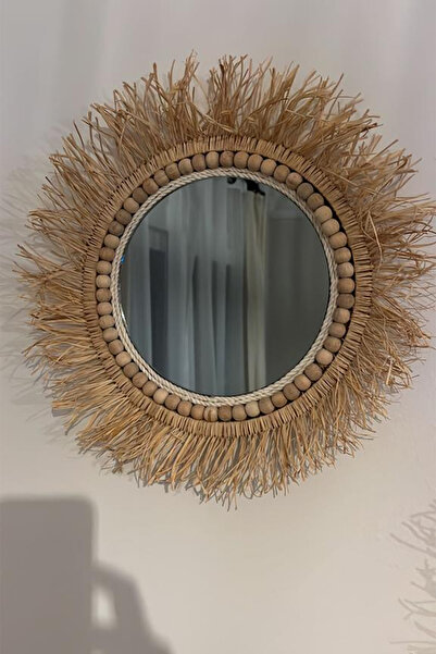 Değerli Tasarım Hasır Jüt Ayna Duvar Aynası Konsol Aynası Dekoratif Ayna