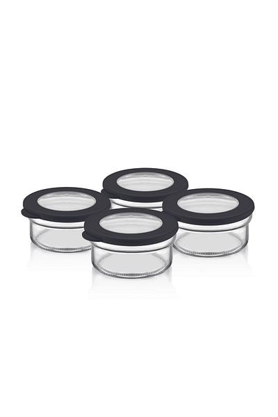 Waldern Home 4 Pieces Black Silicone Lid Storage Container Set 420ML