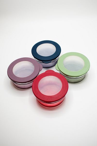 Waldern Home 4 Pieces Colorful Silicone Lid Storage Container Set 420ML
