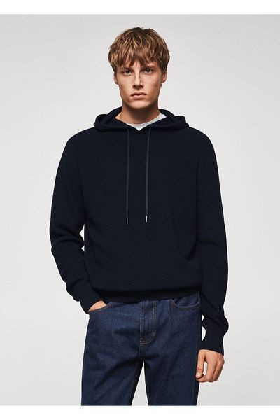 MANGO Man Gemusterter Pullover mit Kapuze