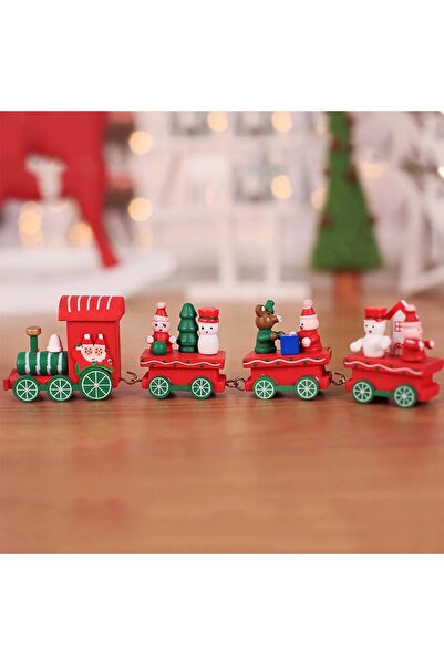 Derin Düşler Red Mini Christmas Train - Wooden Painted, 20*5*3 Cm, Ornament Decor Gift