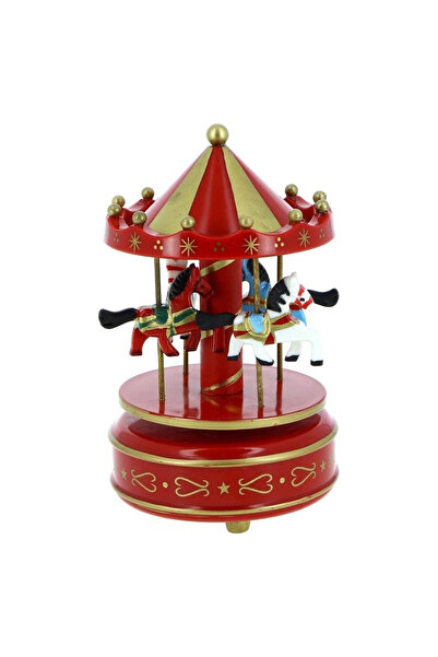 mutlu adım Cutie muzicală Carusel de 18 cm Aur - Roșu