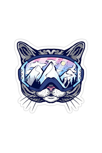 MegaSticker Snowboard Cat Kedi Araba, Motorsiklet, Kask, Laptop,cam Sticker 1...