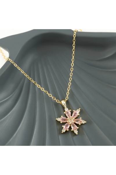 CADI BOUTİQUE قلادة فضية وحجر زركون اللوتس الوردي للموسم الجديد