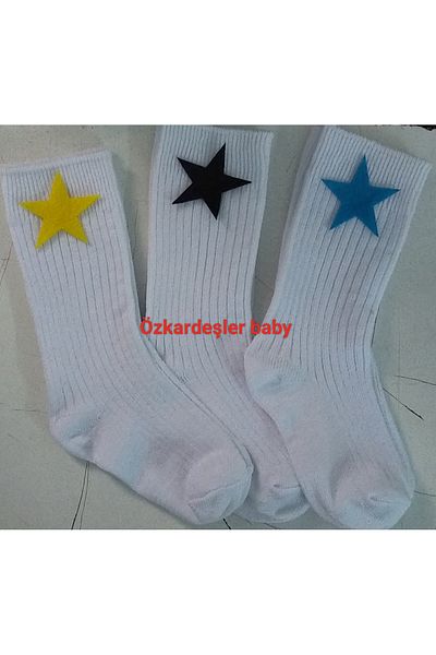 ÖZKARDEŞLER BABY Филцови чорапи до коляното за бебета и деца със звезди, 3 броя