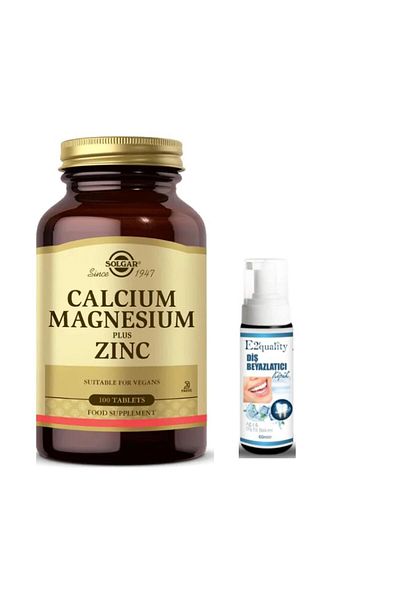 Solgar 100 Tablets Calcium Magnesium Plus Zinc - Teeth Whitening Foam Gift