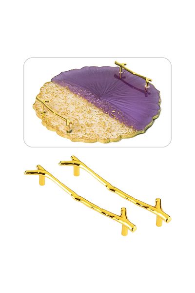 Getshop Alışveriş Pazarı Mâner tavă epoxidică Model de copac ramură Aur Aur – 128 mm (pereche)