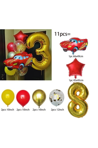 MFM 8-godišnji set balona od folije sa automobilima, 100 cm