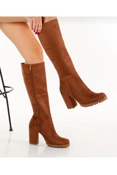 ZİESCE ΓΥΝΑΙΚΕΙΑ TABA SUEDE TRAK ΣΑΛΙΑ ΣΤΡΟΓΓΥΛΗ ΜΠΟΤΕΣ ΜΕ ΤΑΚΟΥΝΑ