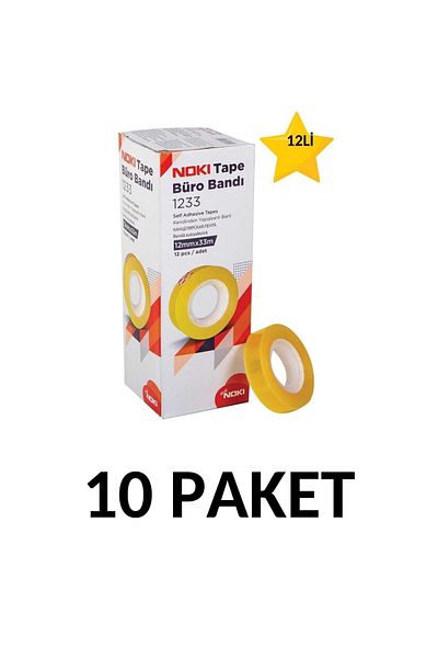 Noki 10 Pack (120 Pieces) 12mmx33m Transparent Office Tape Money Tape