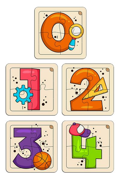 kutuTR Notpa Children's Educational and Educational Wooden 10-Piece 4-Piece Figures Mini Puzzle Set 4