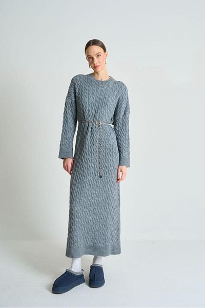 Laluvia Gestricktes, dickes Strickkleid mit grauem Haar