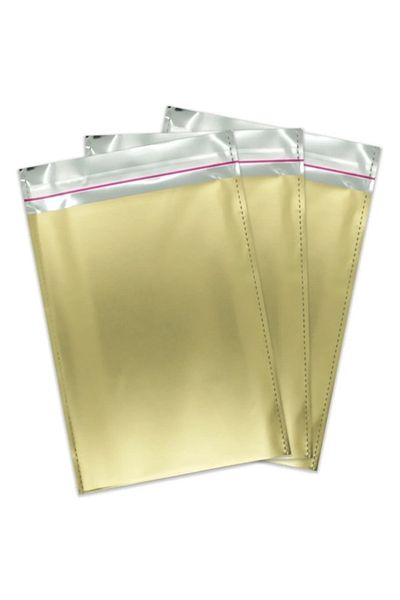 Ambalaj Evi Златна луксозна металическа самозалепваща се подаръчна опаковка 20x25, 10 броя