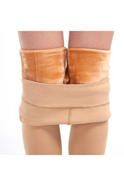 MİSTİRİK Ravena Model Korse Etkili Iceltici Içi Tüylü Polarlı Kalın Sıcak Pelüşlü Külotlu Çorap Ten Renk