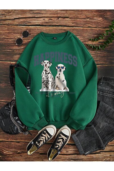 Adrift Unisex tamnoplava zelena majica sa dalmatinskim psom Štampano okrugla ...