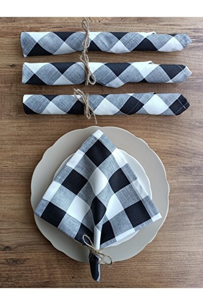 fabricorg منديل منقوش من قماش البط بنما للتقديم/العرض (40 × 40 سم) 4 قطع V-01