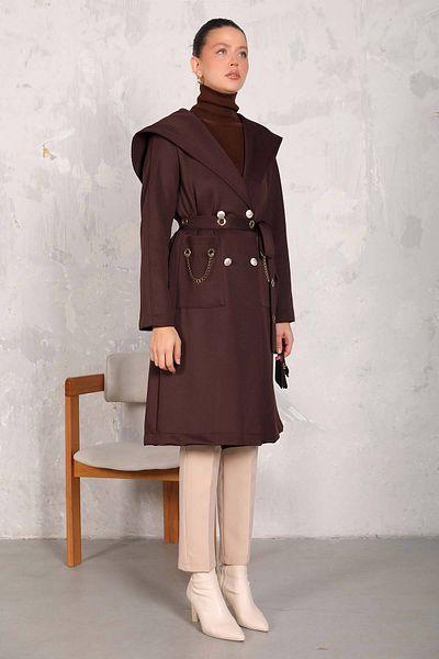 Melike Tatar BROWN Detailed Scuba Coat