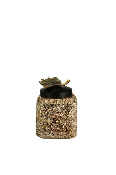 Vitale 10*10*15cm Mosaic Cube - Jar with Leaf Lid