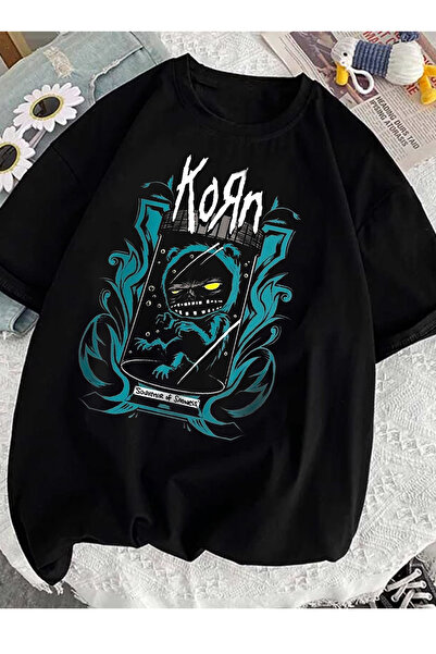 Freak Tshirt Black Color Corn Printed Unisex Oversize Cut Metal-Rock T-shirt